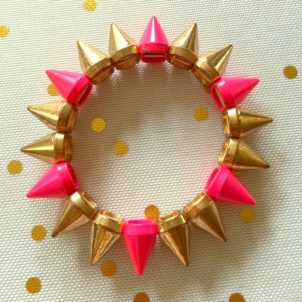 Neon and gold spiked bracelet