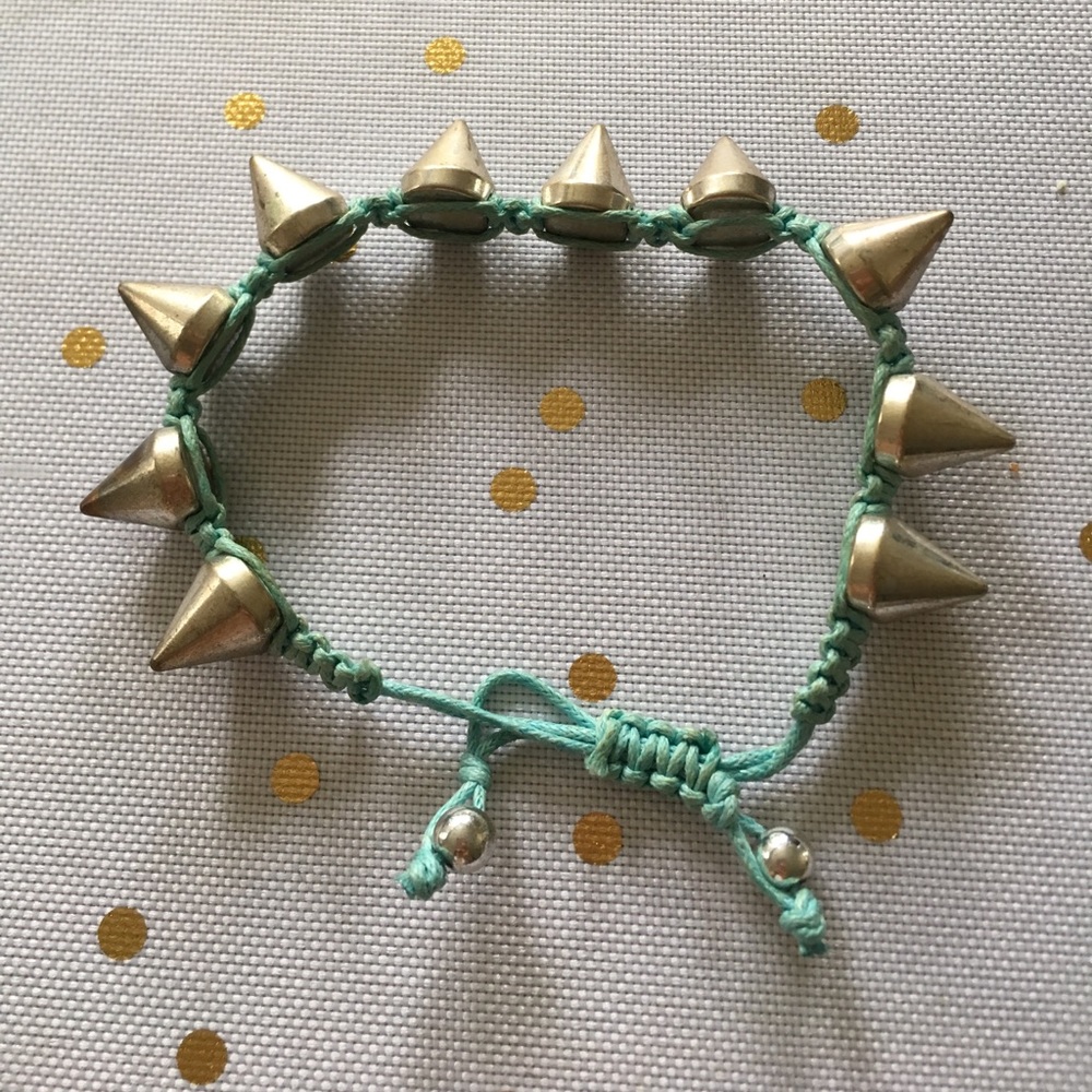 Blue threaded spiked bracelet