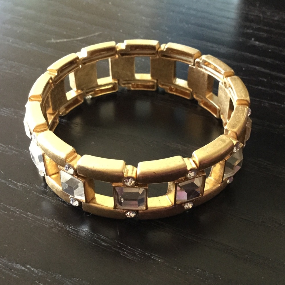 J.Crew gold and crystal bangle