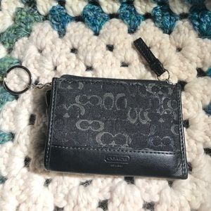 Black and Silver Coach Keychain Wallet