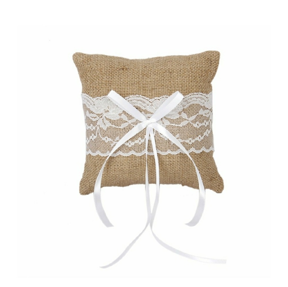 6inch burlap and lace pillow