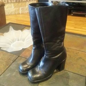 Square toe high heeled GoGo boots