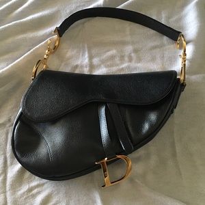 Black leather Christian Dior Saddlebag