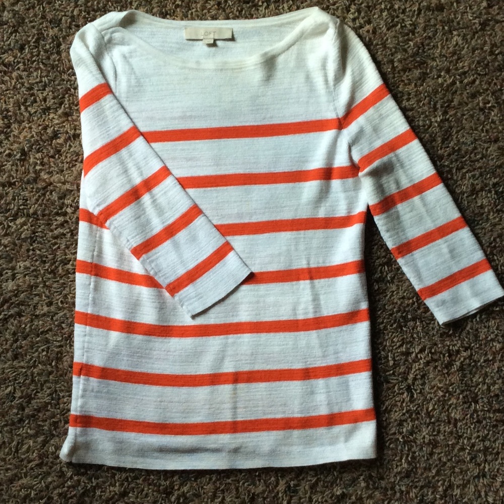 Ann Taylor Loft 3/4 length striped sweater