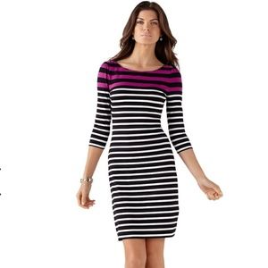 Berry striped knit shift dress