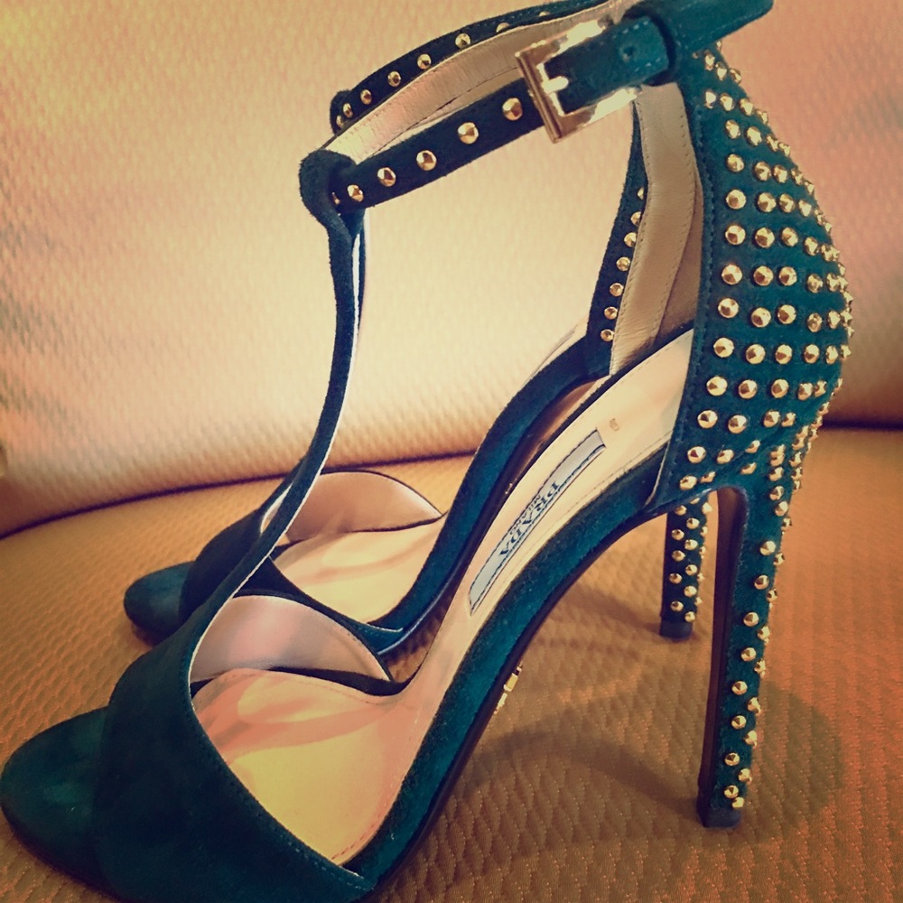 Authentic new Prada  emerald green stilettos.