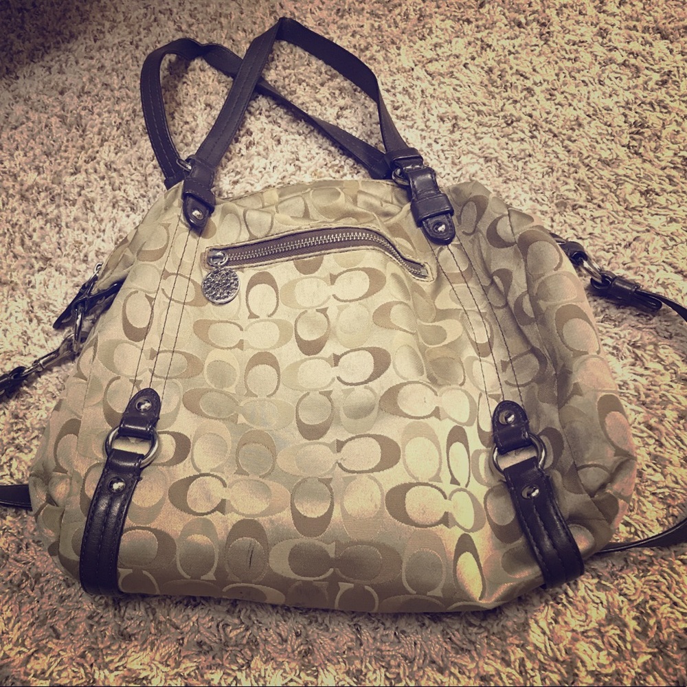 Coach gold and brown purse