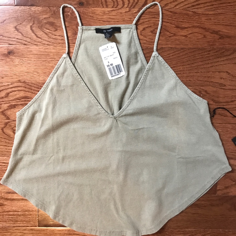 Olive green flowy crop top