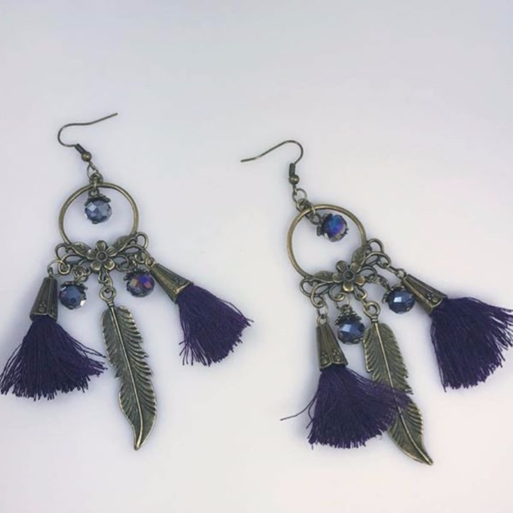 Vintage Purple Tassel Earrings