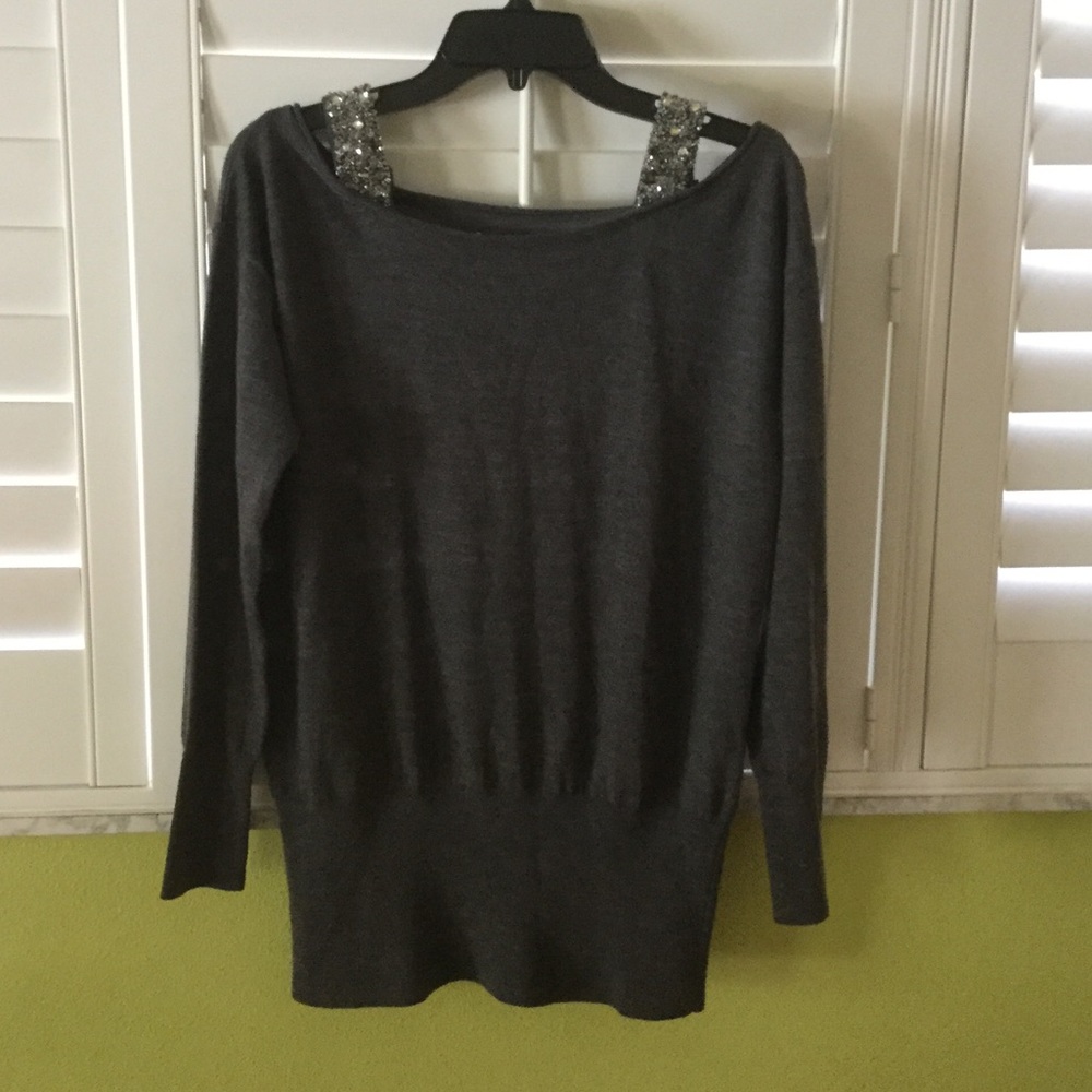 Gray Sweater with Rhinestones.