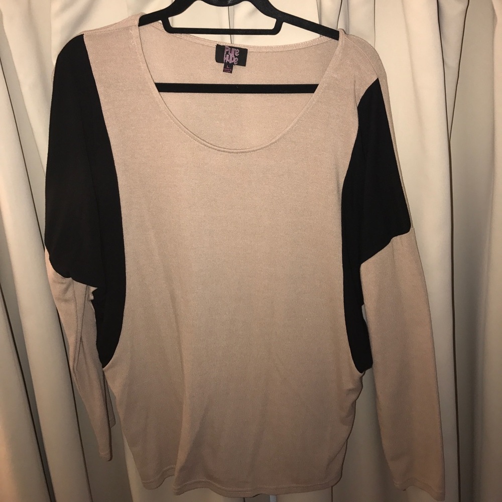 Beige and Black Accent Long Sleeves