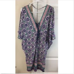 Nanette Lapore Purple Pink Cold Shoulder Boho Top