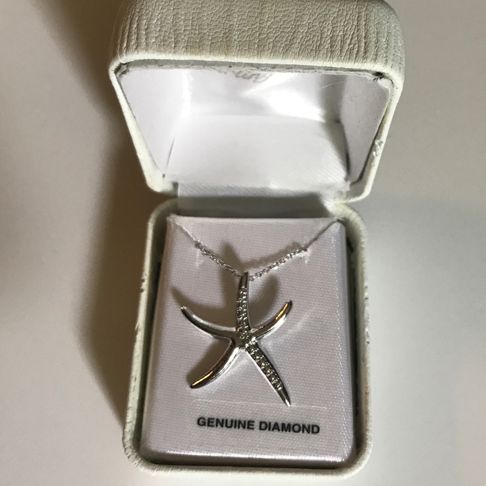 Sterling Silver Diamond Starfish Necklace