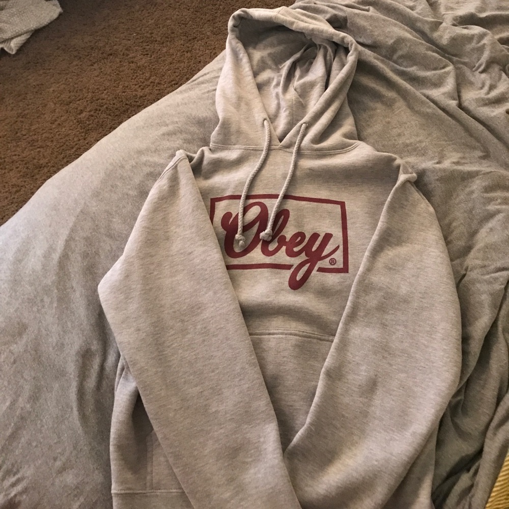 Grey OBEY hooded sweatshirt