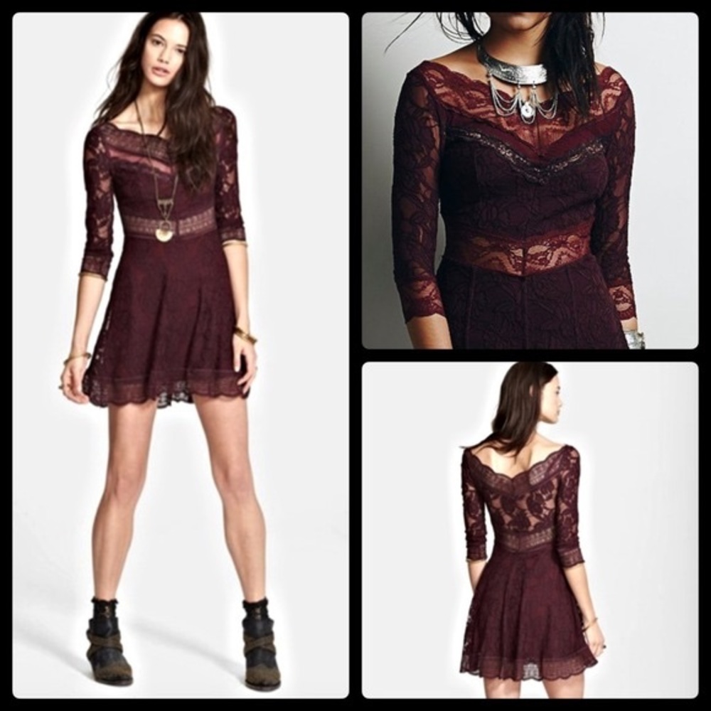 Free People Lacey Affairs burgundy dress