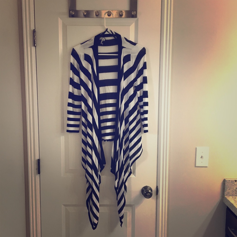 Bebe black and white striped cardigan