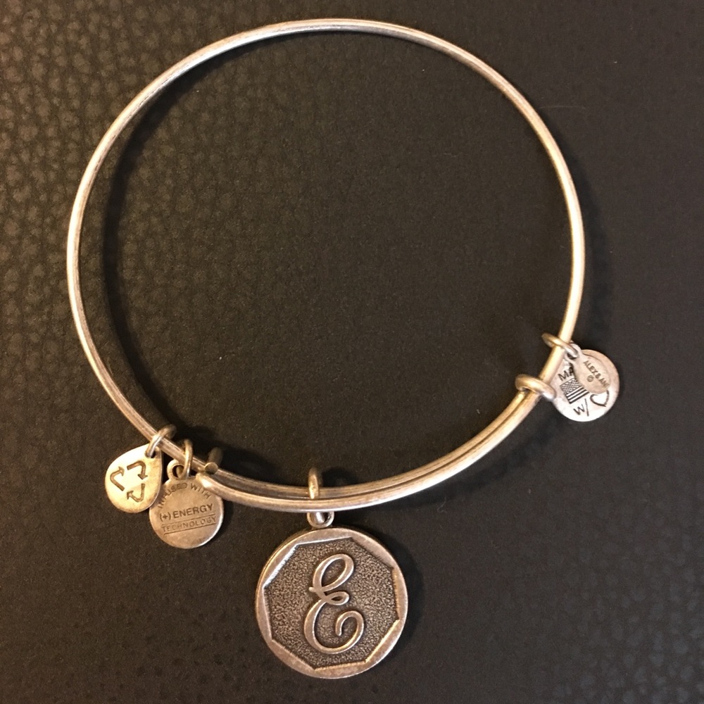 Alex and Ani silver E bracelet