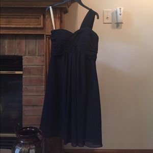 This is a knee-length bridesmaid dress from Azazie