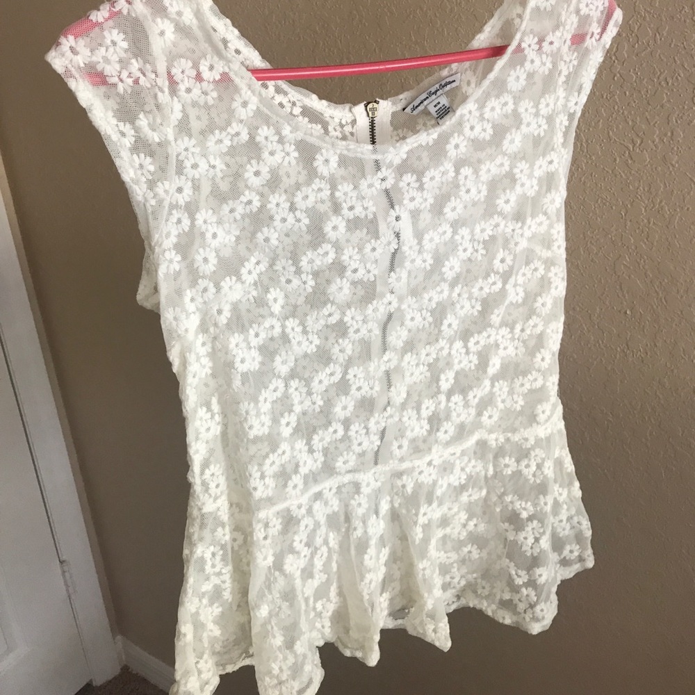 mesh/lacey floral shirt