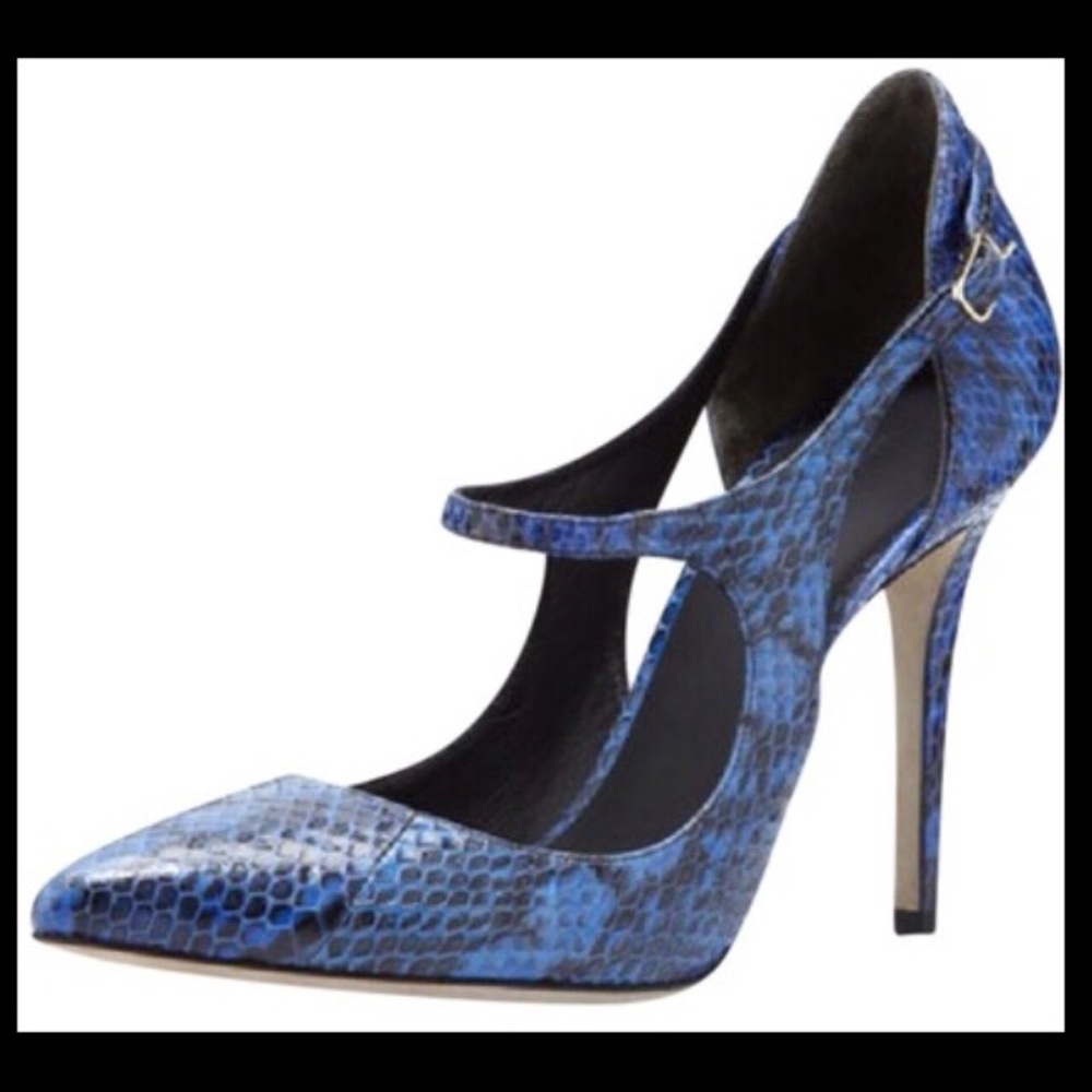Size 5.5 Alexander Wang blue & black heels.