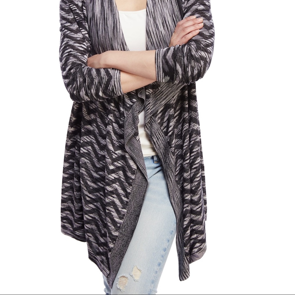 NYDJ Space Dye Chevron Cardi in Black