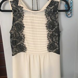 Cream and black lace tank