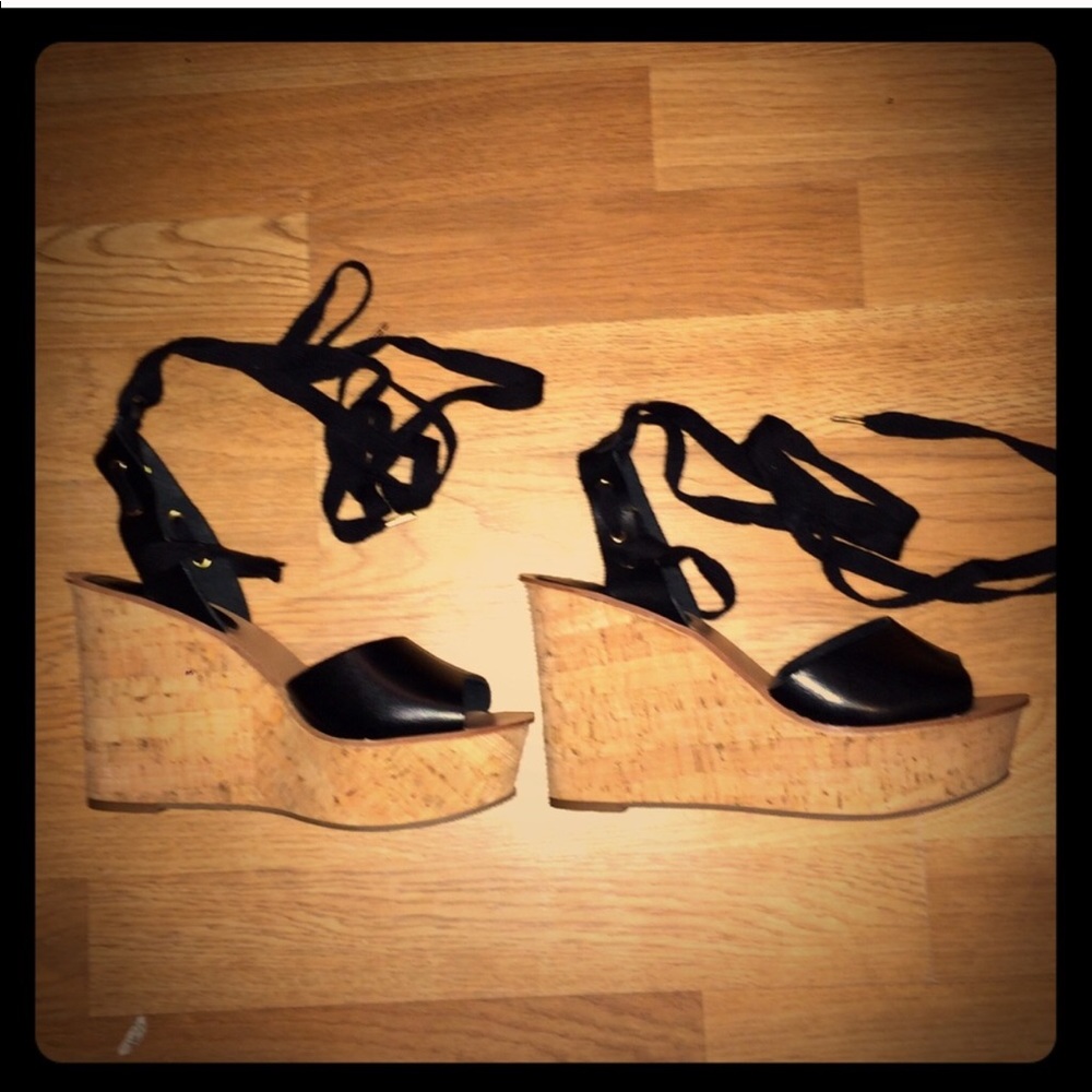 Top shop never worn tie up wedges