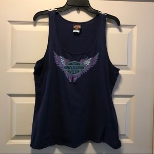 Navy Blue Harley Davidson Tank Top