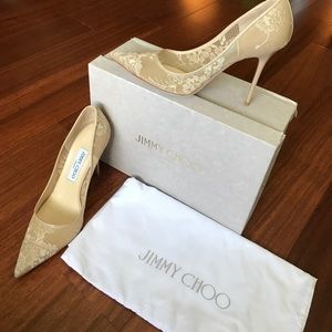 Jimmy Choo Nude Lace Pumps 38.5