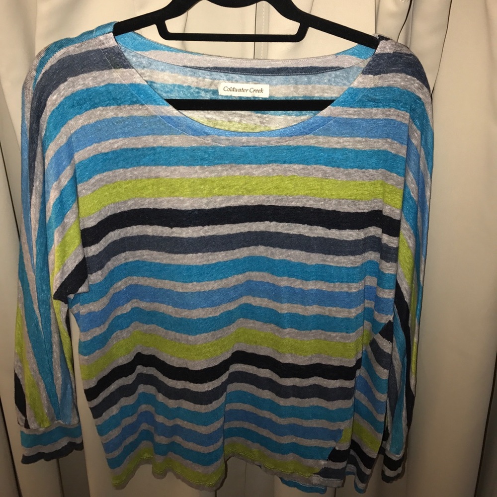 Long Sleeve Woven Stripped Tshirt 💚💙