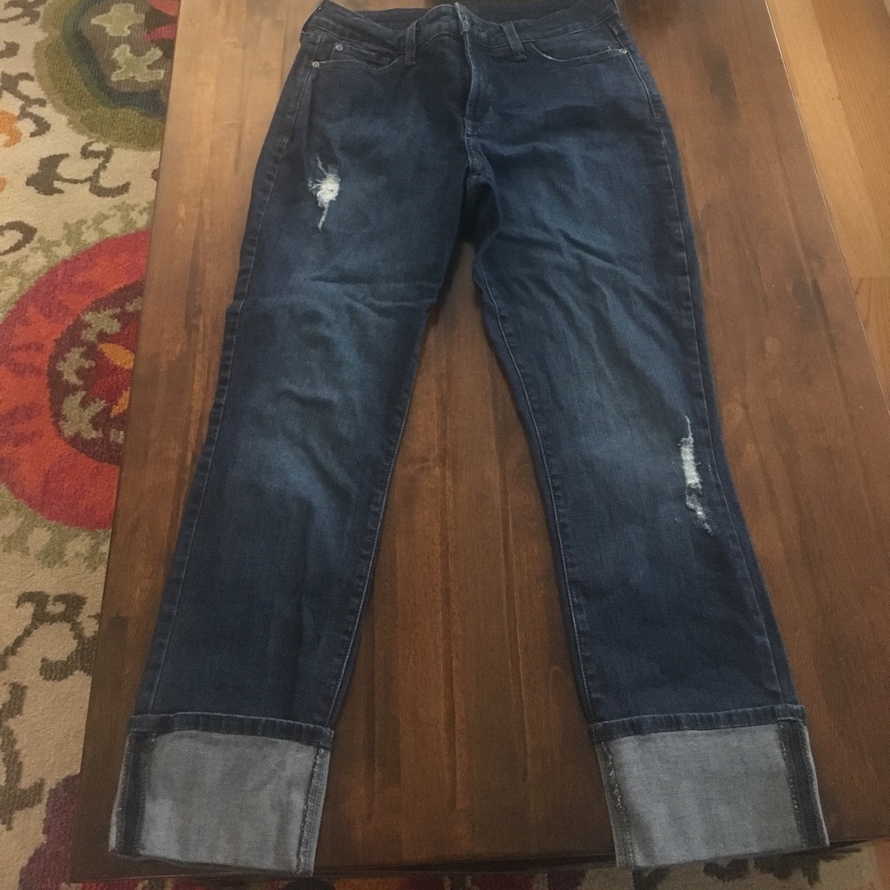 NYDJ - boyfriend jeans w/ cuffed bottoms - size 8