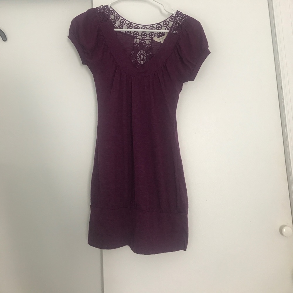 Purple shirt/ tunic with neck detailing
