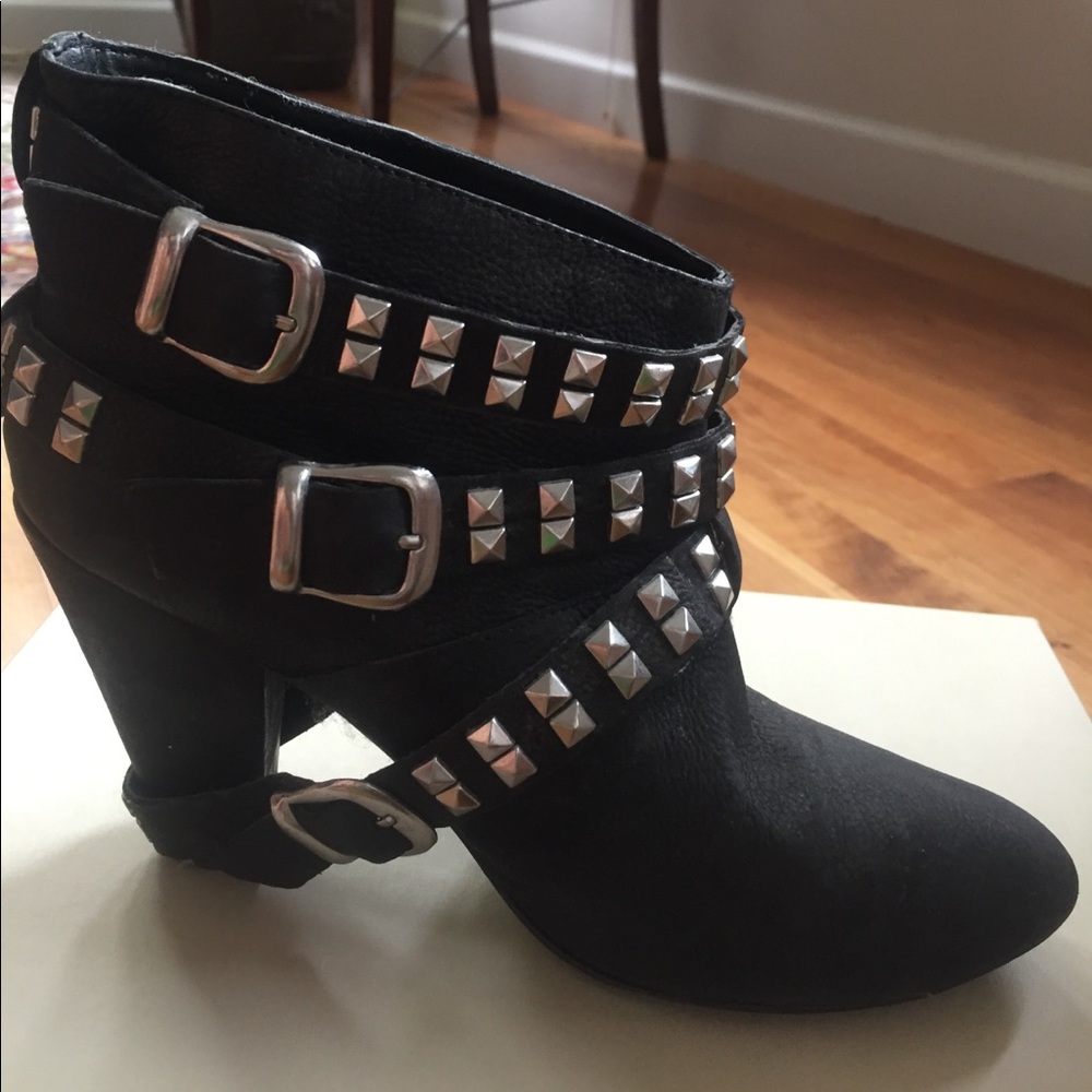 Black booties with studs