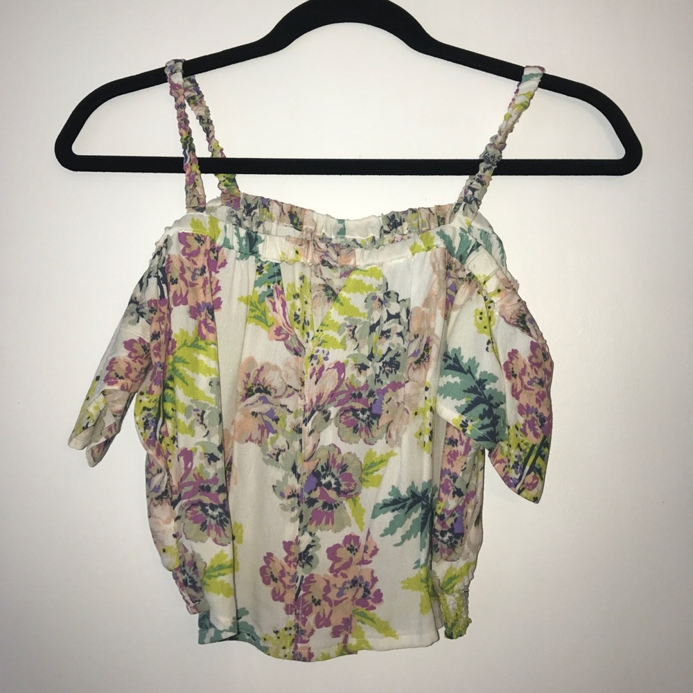 Kimchi Off the shoulder floral crop top