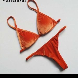 Burnt orange velvet bikini!
