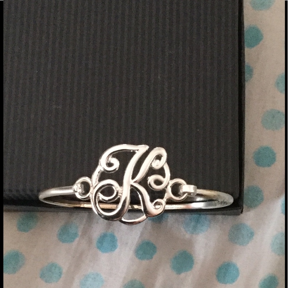 'K' initial bracelet in silver
