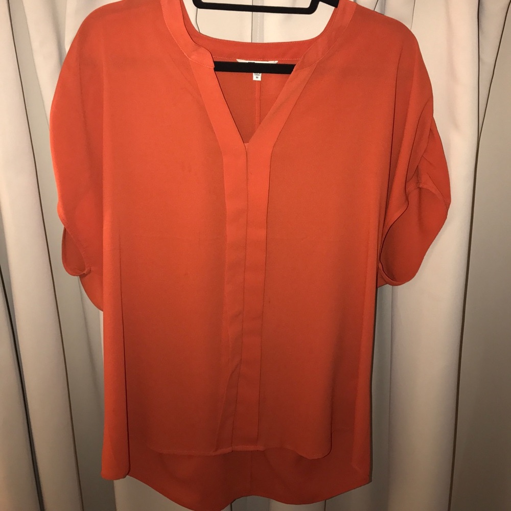 Rust Orange V-Neck Blouse 🍊