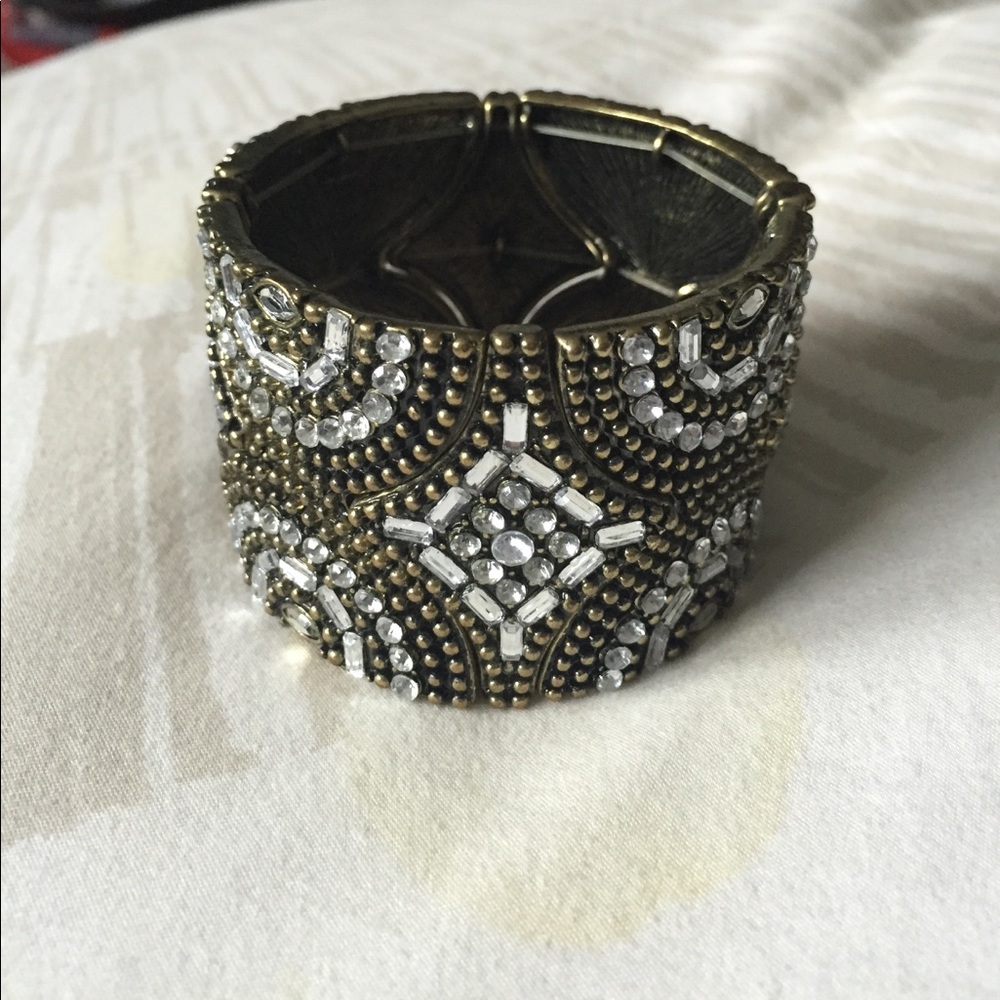 LOFT BEADED PAVE METAL STRETCH BRACELET