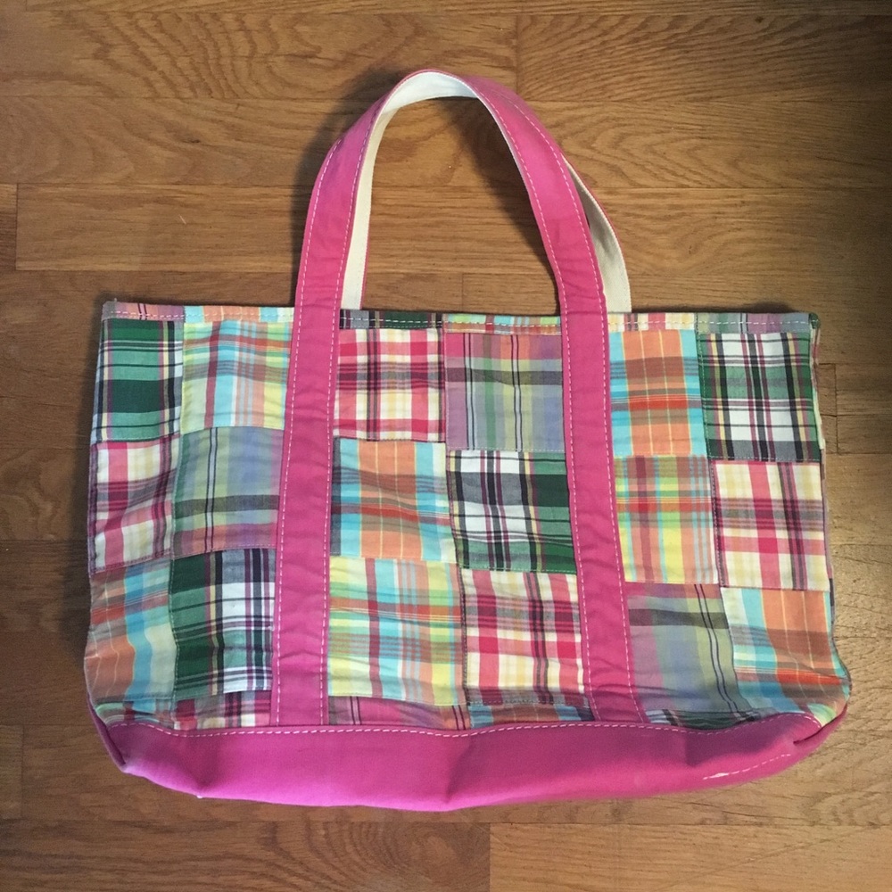 Adorable LL Bean madras tote bag!
