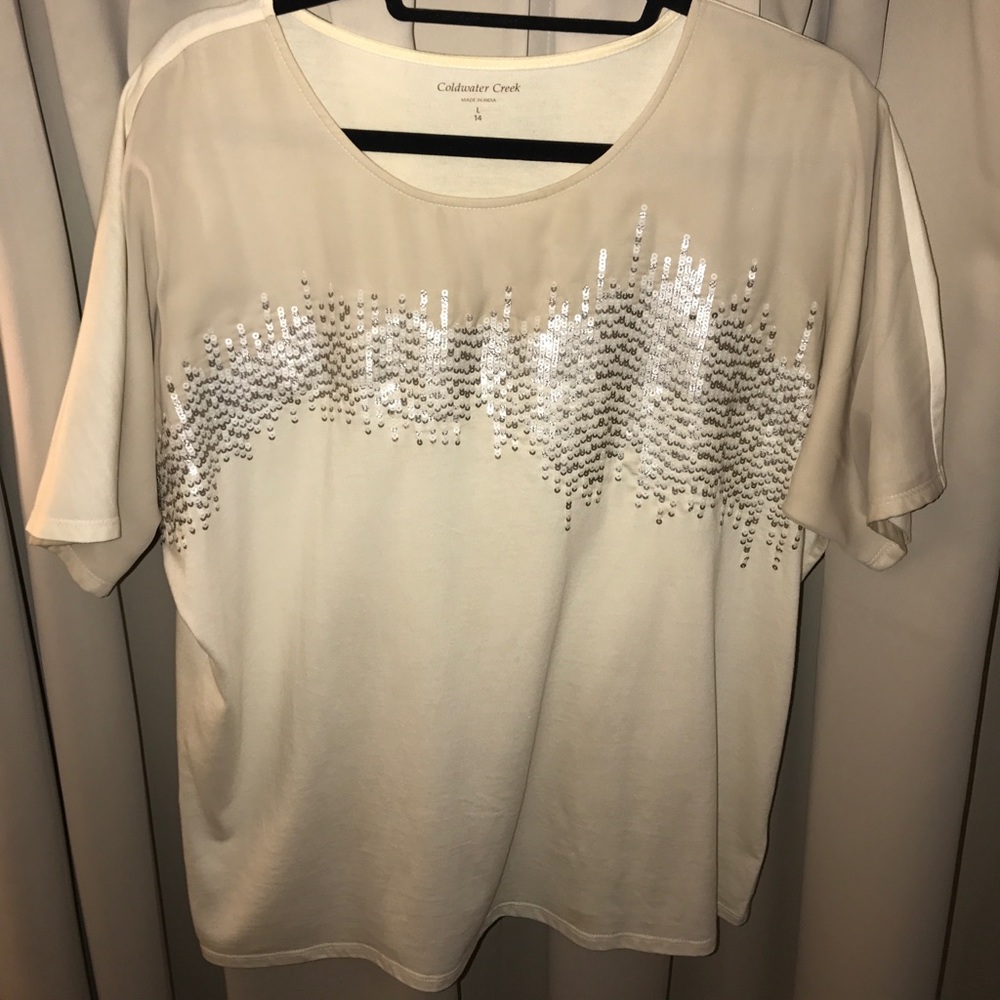 Beige and White Sequin Shirt 💎