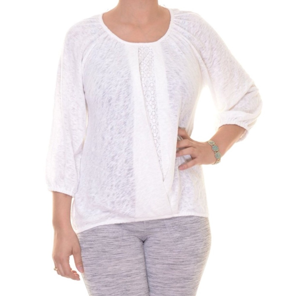 Style & Co. Knit Crochet Front Trim Tunic Top