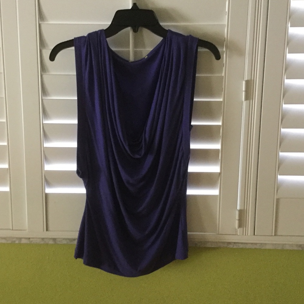 Bluish Purple Cowl Neck Blouse