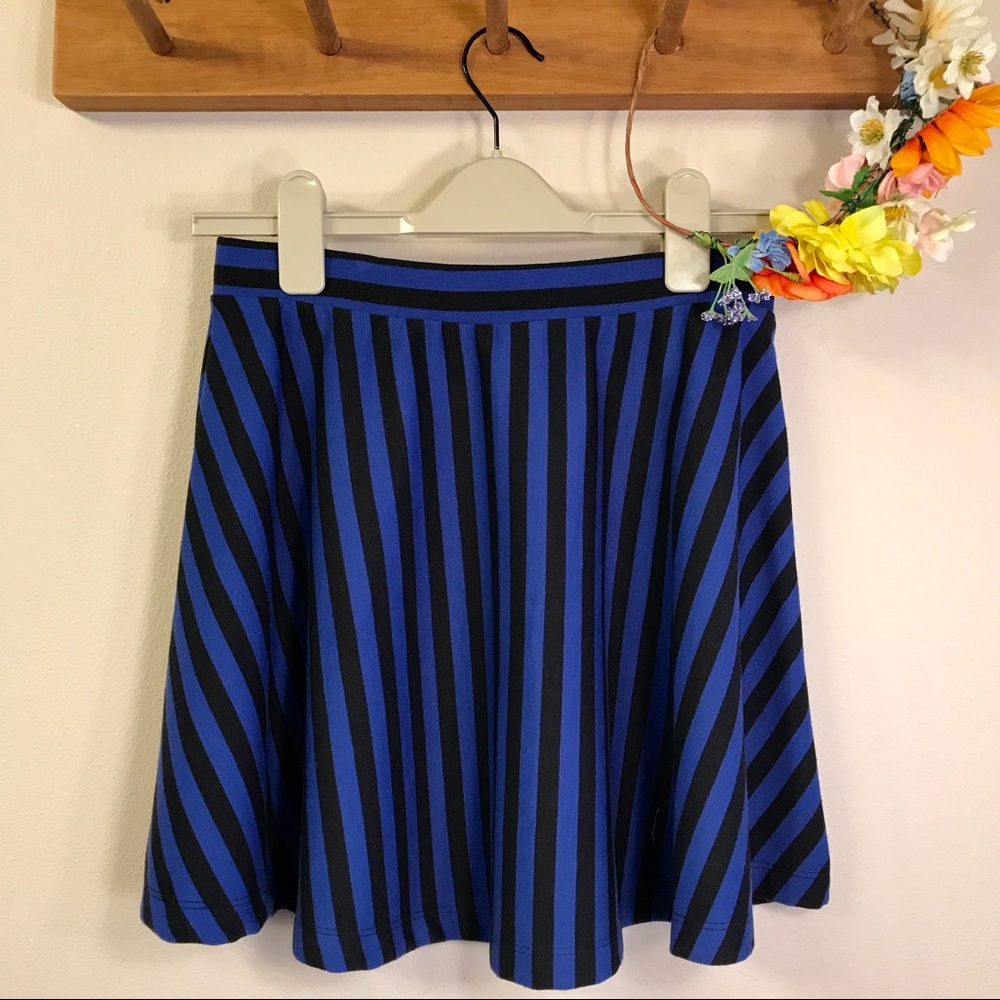 Forever 21 Blue and Black Striped Skirt