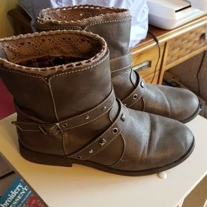 Gray ankle boots
