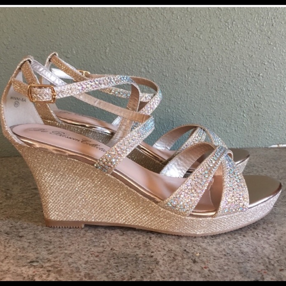 Gold glitter wedges