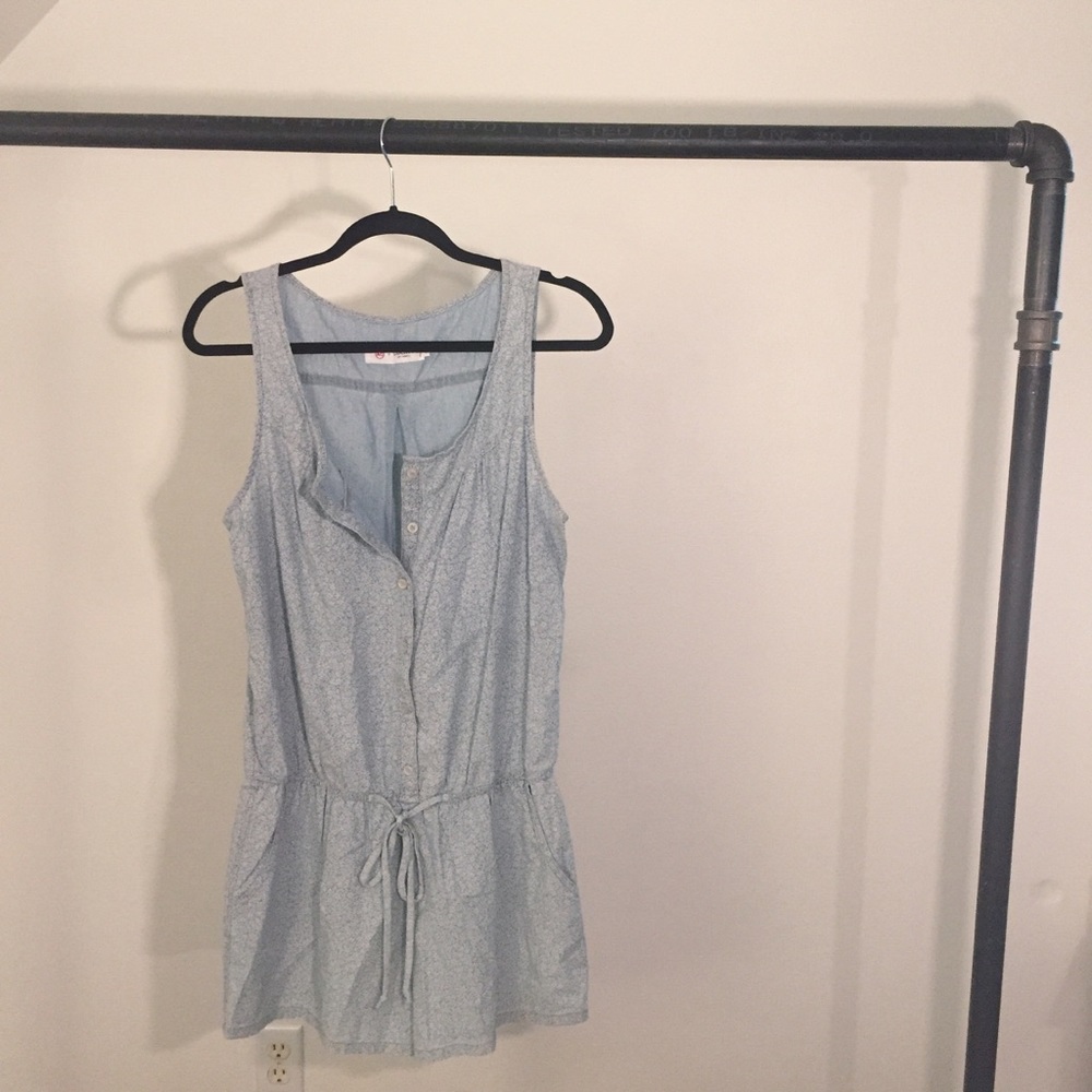 Casual Floral Denim Romper