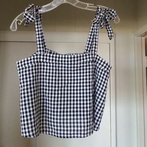 Madewell tie-strap gingham crop top xs