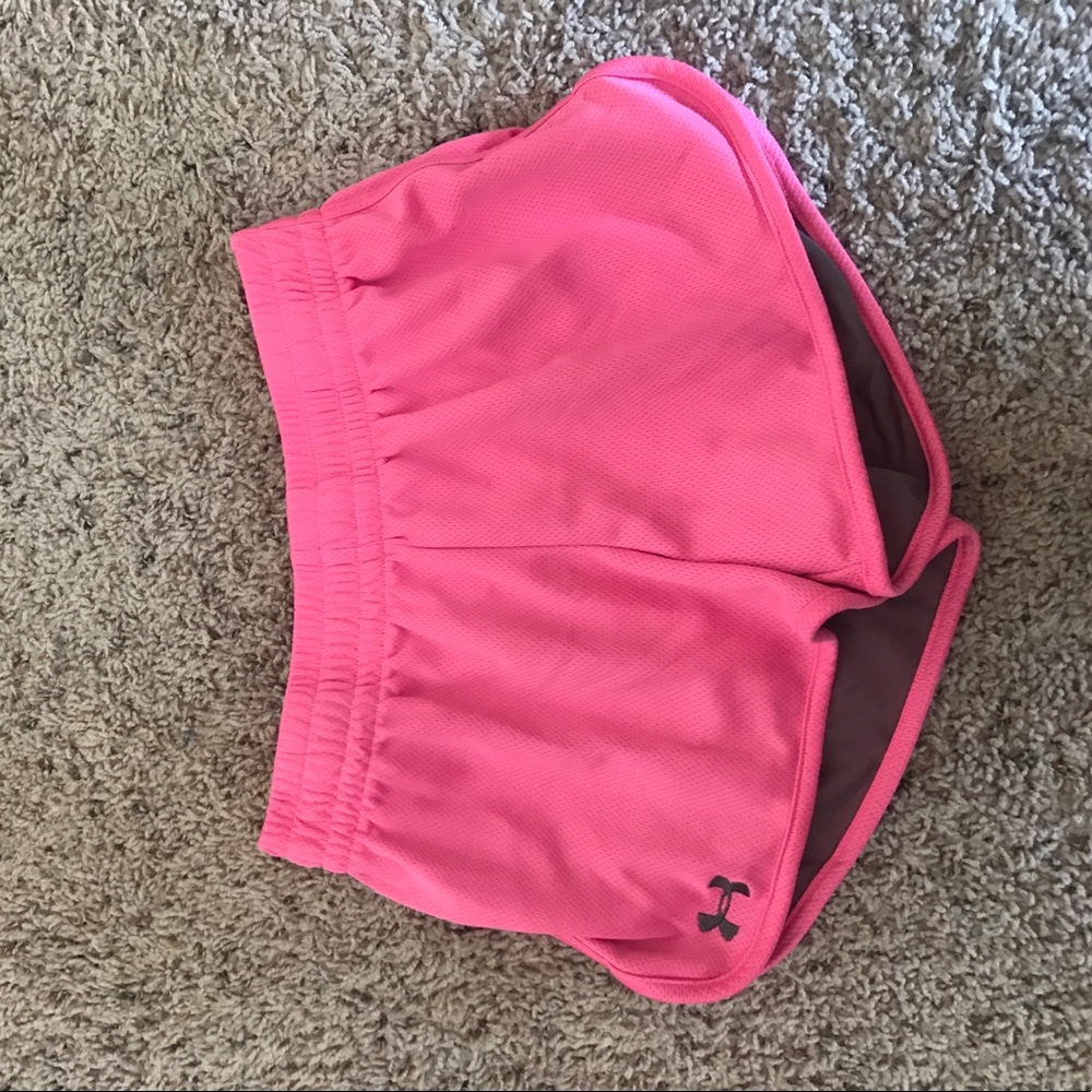 pink underarmour heat gear shorts