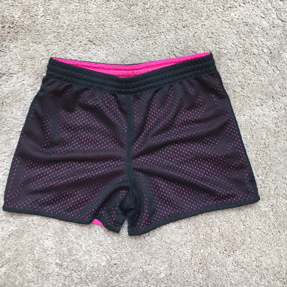 Black/Hot Pink Reversible Kids Athletic Shorts