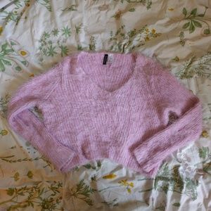 Fluffy Pink Crop Sweater!